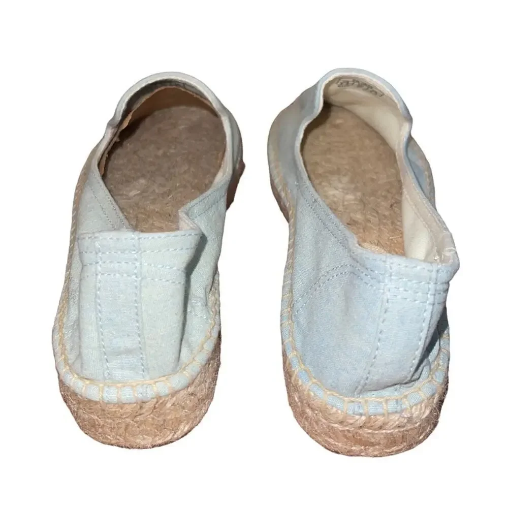 Soludos Lemon/Watermelon Platform Smoking Slipper Espadrille Chambray Size 8.5